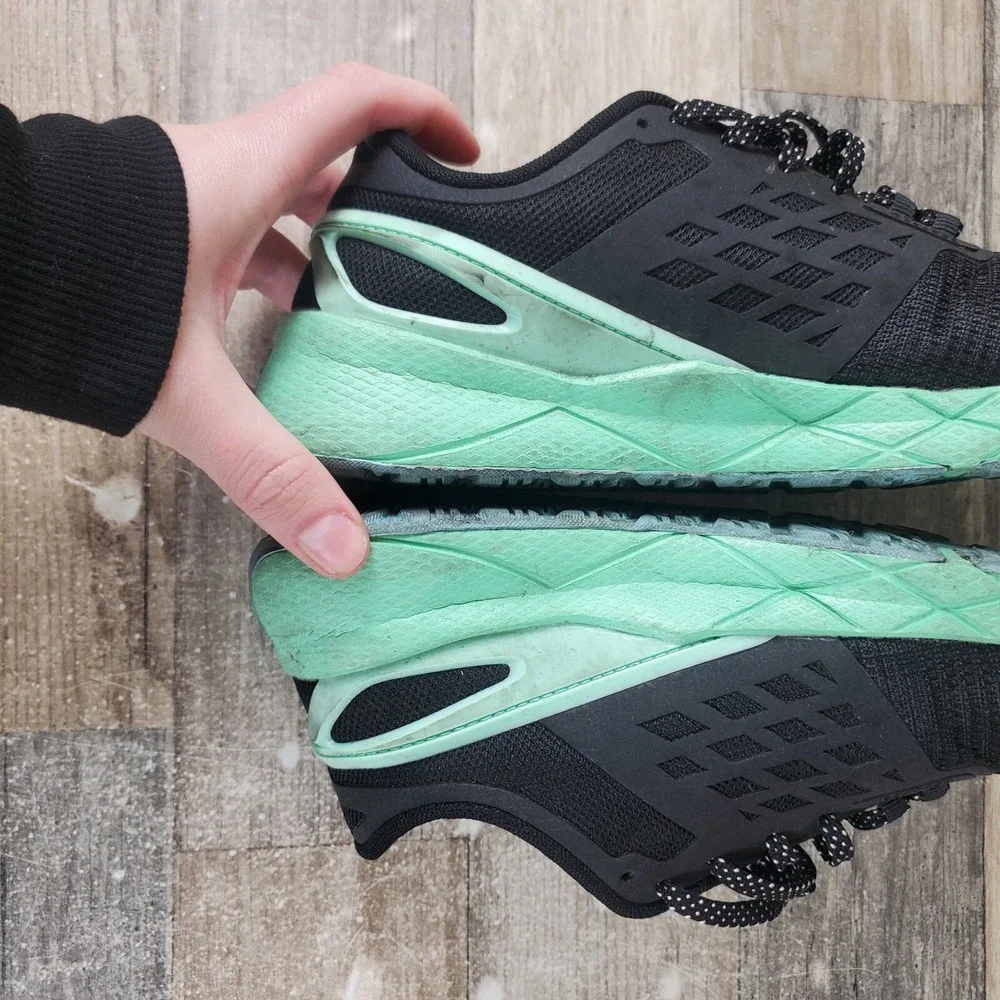 Reebok Nanoflex TR Work Womens Shoes Sz 5 W Black Seafoam Green Composite Toe